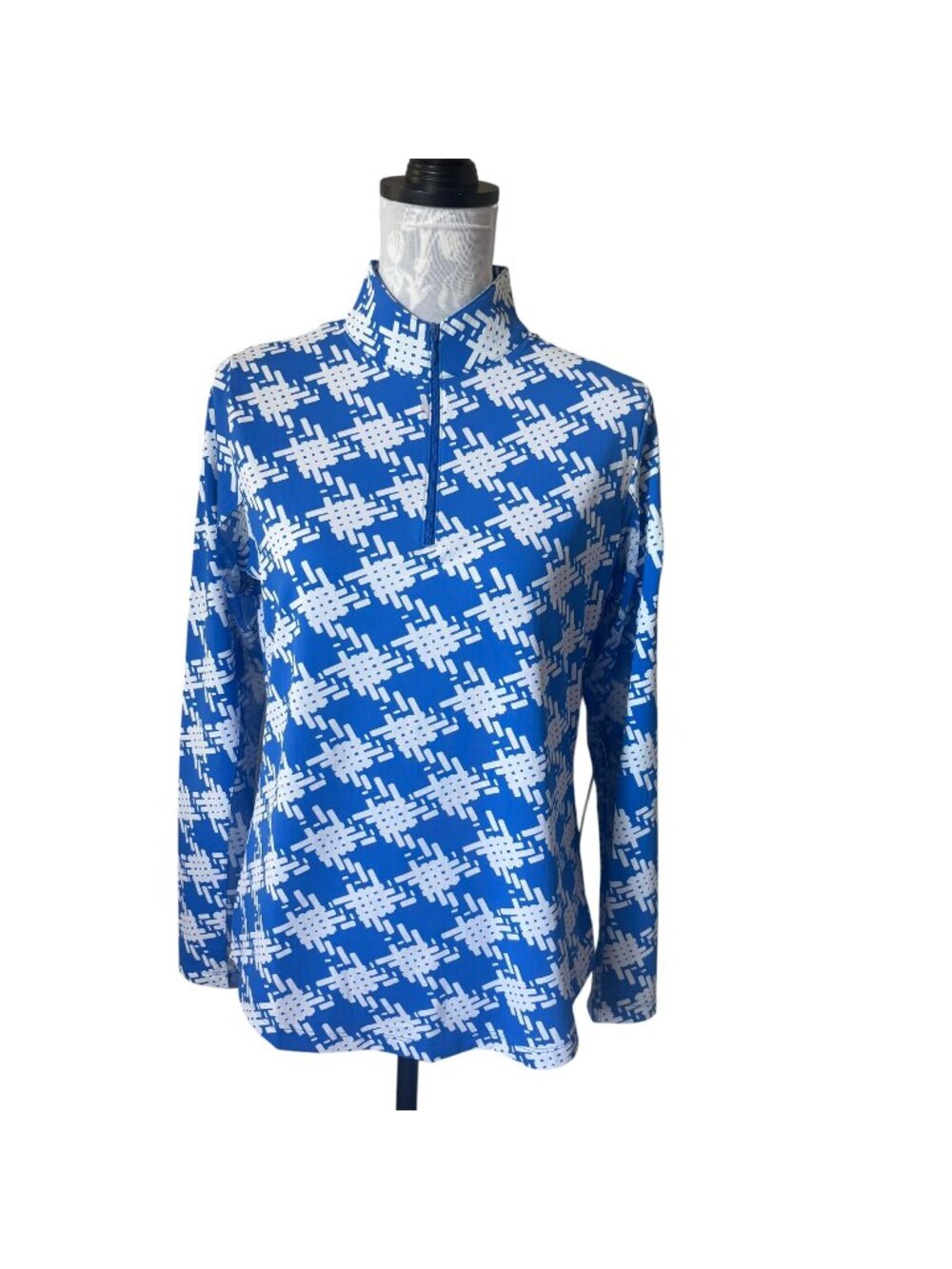 IBKUL Long Sleeve Mock Neck Zip With Logo Golf Athletic Size MED NWT